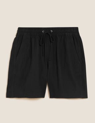 

Womens M&S Collection Linen Rich Shorts - Black, Black