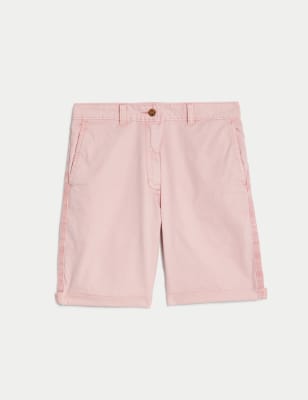 

Womens M&S Collection Cotton Rich Tea Dyed Chino Shorts - Pink, Pink