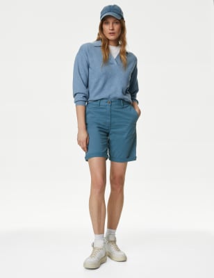 

Womens M&S Collection Cotton Rich Tea Dyed Chino Shorts - Dark Blue, Dark Blue