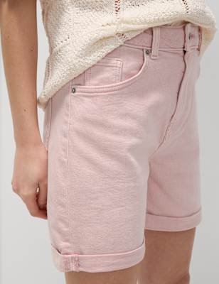 

Womens M&S Collection Denim Boyfriend Shorts - Pink, Pink