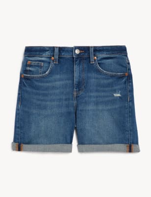 

Womens M&S Collection Denim Boyfriend Shorts - Med Blue Denim, Med Blue Denim