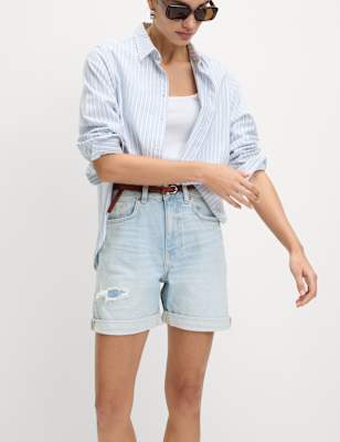 

Womens M&S Collection Denim Boyfriend Shorts - Light Denim, Light Denim