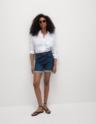 

Womens M&S Collection Denim Boyfriend Shorts - Indigo, Indigo