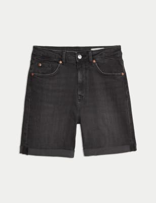 

Womens M&S Collection Denim Boyfriend Shorts - Black, Black