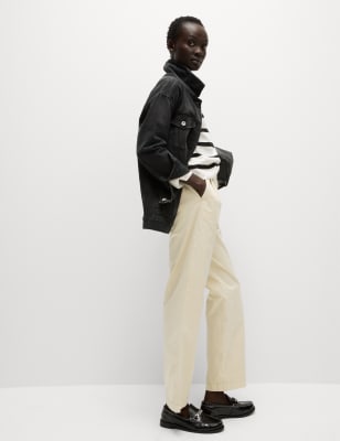 

M&S Collection Chinos straight de algodón con pinza delanteraWomens - Beige, Beige