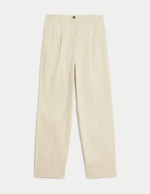 

Womens M&S Collection Cotton Rich Pleat Front Straight Leg Chinos - Beige, Beige