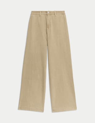 

Womens M&S Collection High Waist Wide Leg Jeans - Neutral, Neutral