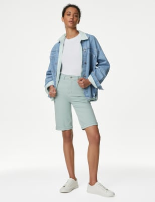 

Womens M&S Collection Magic Shaping Denim High Waisted Shorts - Pale Aqua, Pale Aqua