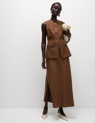 

Womens M&S Collection Bias Cut Maxi Skirt, Conker