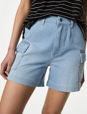 

Womens M&S Collection Denim Cargo Shorts - Light Indigo, Light Indigo