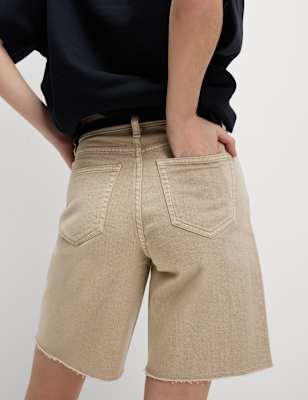 

Womens M&S Collection Pure Cotton Denim Bermuda Shorts, Neutral