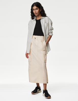 

Womens M&S Collection Pure Cotton Maxi Utility Skirt - Ecru, Ecru