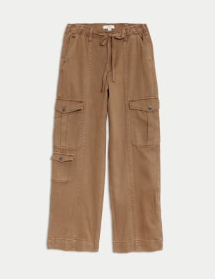 

Womens M&S Collection Twill Cargo Drawstring Trousers - Neutral Brown, Neutral Brown