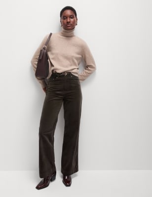 

Womens M&S Collection Cord Wide Leg Trousers - Bitter Chocolate, Bitter Chocolate