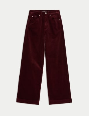 

Womens M&S Collection Cord Wide Leg Trousers - Dark Claret, Dark Claret