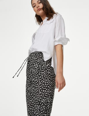 

Womens M&S Collection Schmal zulaufende, knöchellange Hose mit Muster - Black Mix, Black Mix