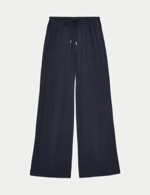 

Womens M&S Collection Jersey Wide Leg Trousers - Midnight Navy, Midnight Navy