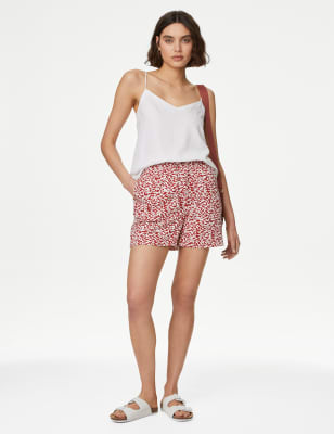 

Womens M&S Collection Bedruckte Twill-Shorts - Red Mix, Red Mix