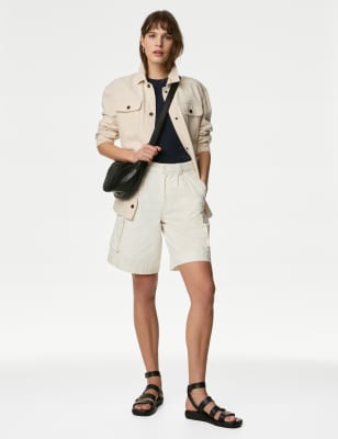 

Womens M&S Collection Pure Cotton Cargo Shorts - Ivory, Ivory