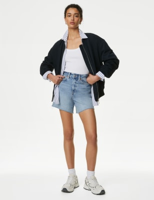 

Womens M&S Collection Denim High Waisted Mom Shorts - Light Indigo, Light Indigo