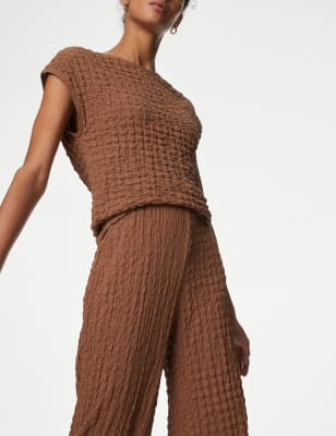

Womens M&S Collection Jersey-Schlupfhose mit weitem Bein und Strukturmuster - Rich Amber, Rich Amber