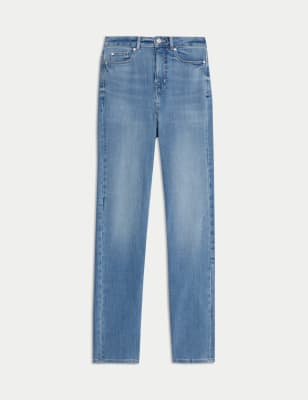 

Womens M&S Collection Magic-Shaping-Jeans mit hohem Bund und geradem Bein - Light Indigo, Light Indigo