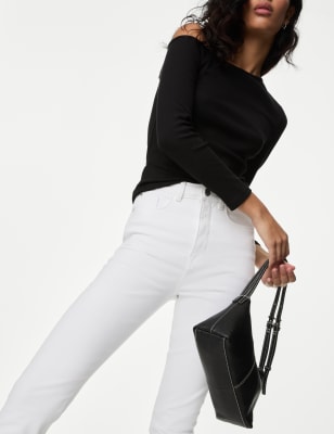 

Womens M&S Collection Hoch geschnittene Jeans „Lily“ mit Magic Shaping - White, White