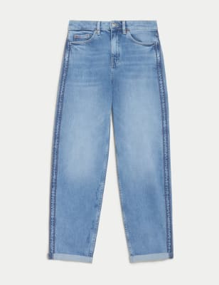 

Womens M&S Collection Boyfriend Ankle Grazer Jeans - Blue Denim, Blue Denim