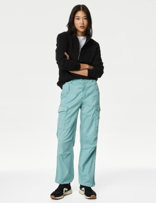 

Womens M&S Collection Lyocell™ Rich Cargo Straight Leg Trousers - Mid Blue, Mid Blue