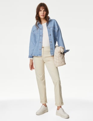 

M&S Collection Chinos slim de algodón con diseño teñidoWomens - Ecru, Ecru