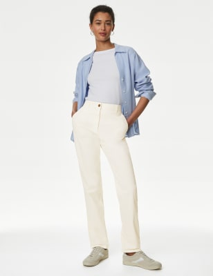 

M&S Collection Chinos slim de algodón con diseño teñidoWomens - Winter White, Winter White
