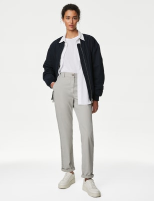 

M&S Collection Chinos slim de algodón con diseño teñidoWomens - Light Grey, Light Grey