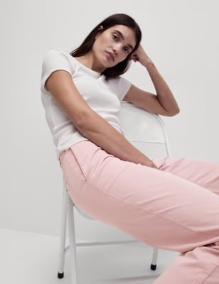 

Womens M&S Collection Cotton Rich Straight Leg Ankle Grazer Chinos - Pink Shell, Pink Shell