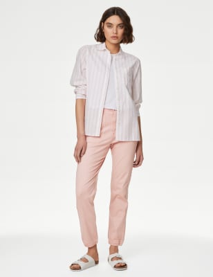 

M&S Collection Pantalón deportivo tobillero slim con mezcla de algodónWomens - Pink Shell, Pink Shell