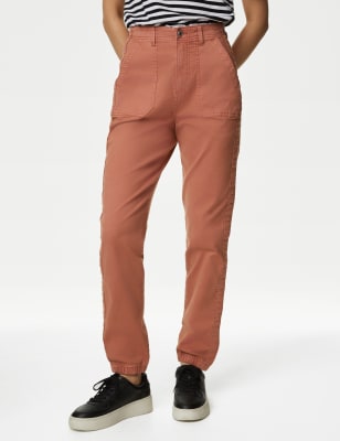 

Womens M&S Collection Schmal geschnittene, knöchellange Jogginghose aus Baumwollmischgewebe - Terracotta, Terracotta