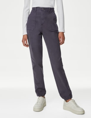 

Womens M&S Collection Schmal geschnittene, knöchellange Jogginghose aus Baumwollmischgewebe - Nightshade, Nightshade