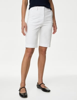 

Womens M&S Collection Cotton Rich High Waisted Chino Shorts - Soft White, Soft White