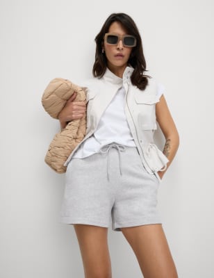 

Womens M&S Collection Cotton Rich Jersey Jogger Shorts, Mid Grey Marl