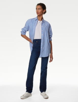 

Womens M&S Collection Sienna Straight Leg Jeans with Stretch - Dark Blue Denim, Dark Blue Denim
