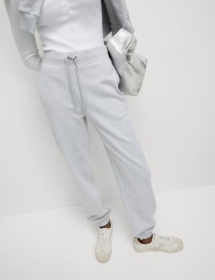 

Womens M&S Collection Cotton Rich Drawstring Cuffed Joggers - Grey Marl, Grey Marl