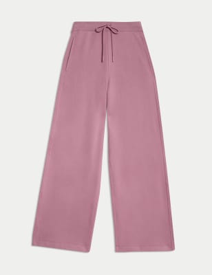 

Womens M&S Collection Cotton Rich Brushed Wide Leg Joggers - Mauve, Mauve