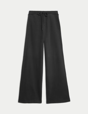 

Womens M&S Collection Cotton Rich Brushed Wide Leg Joggers - Black, Black