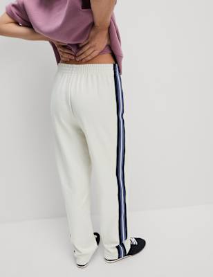 

Womens M&S Collection Cotton Rich Retro Side Stripe Joggers, Ivory