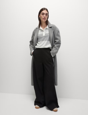 

Womens M&S Collection Ponte Palazzo Jogginghose mit weitem Bein - Black, Black