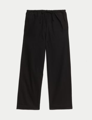 

Womens M&S Collection Denim Drawstring Wide-Leg Trousers - Black, Black