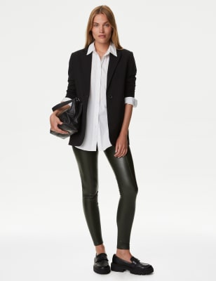 

M&S Collection Leggings de cintura alta con aspecto de pielWomens - Dark Green, Dark Green