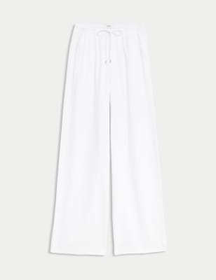 

Womens M&S Collection Linen Blend Wide Leg Trousers - Soft White, Soft White