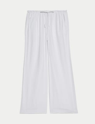 

Womens M&S Collection Hose aus Leinengemisch mit weitem Bein - White, White