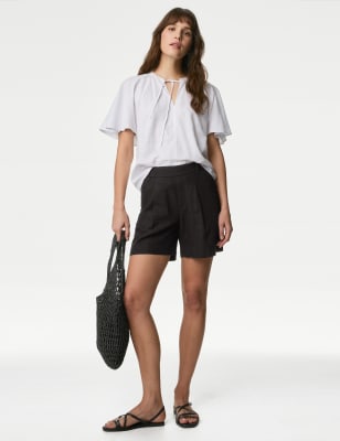 

Womens M&S Collection Linen Rich Shorts - Black, Black