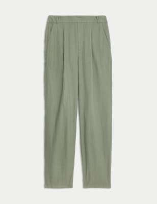 

Womens M&S Collection Linen Rich Tapered Trousers - Bright Sage, Bright Sage